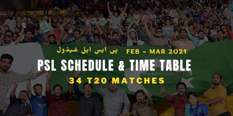 PSL6 2021 Complete Schedule & Time Table
